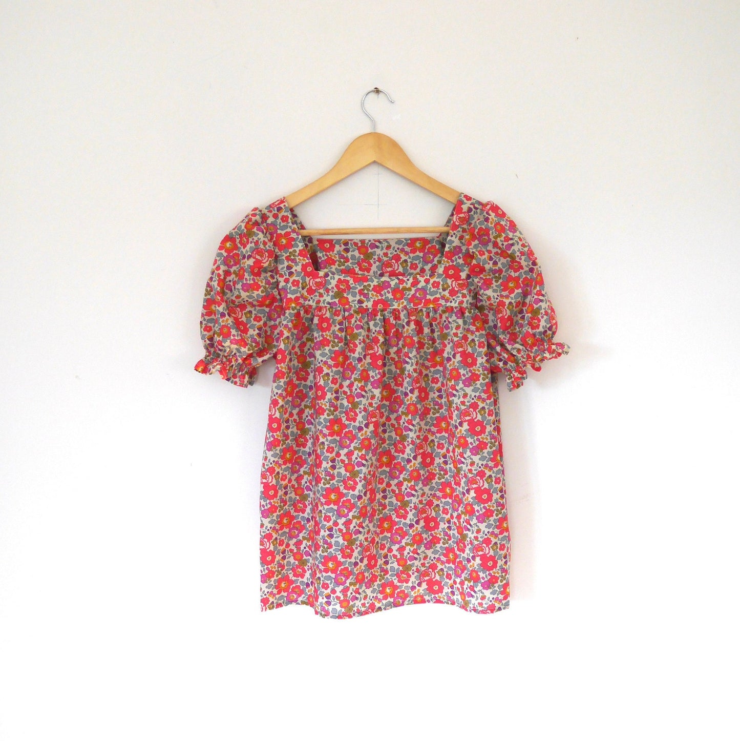 Daisy Blouse - Summer Floral Blouse - Botanical Blouse - Square Neck Blouse-Retro Daisy Floral Blouse - Floral Loose Shirt - Liberty of London Print Blouse
