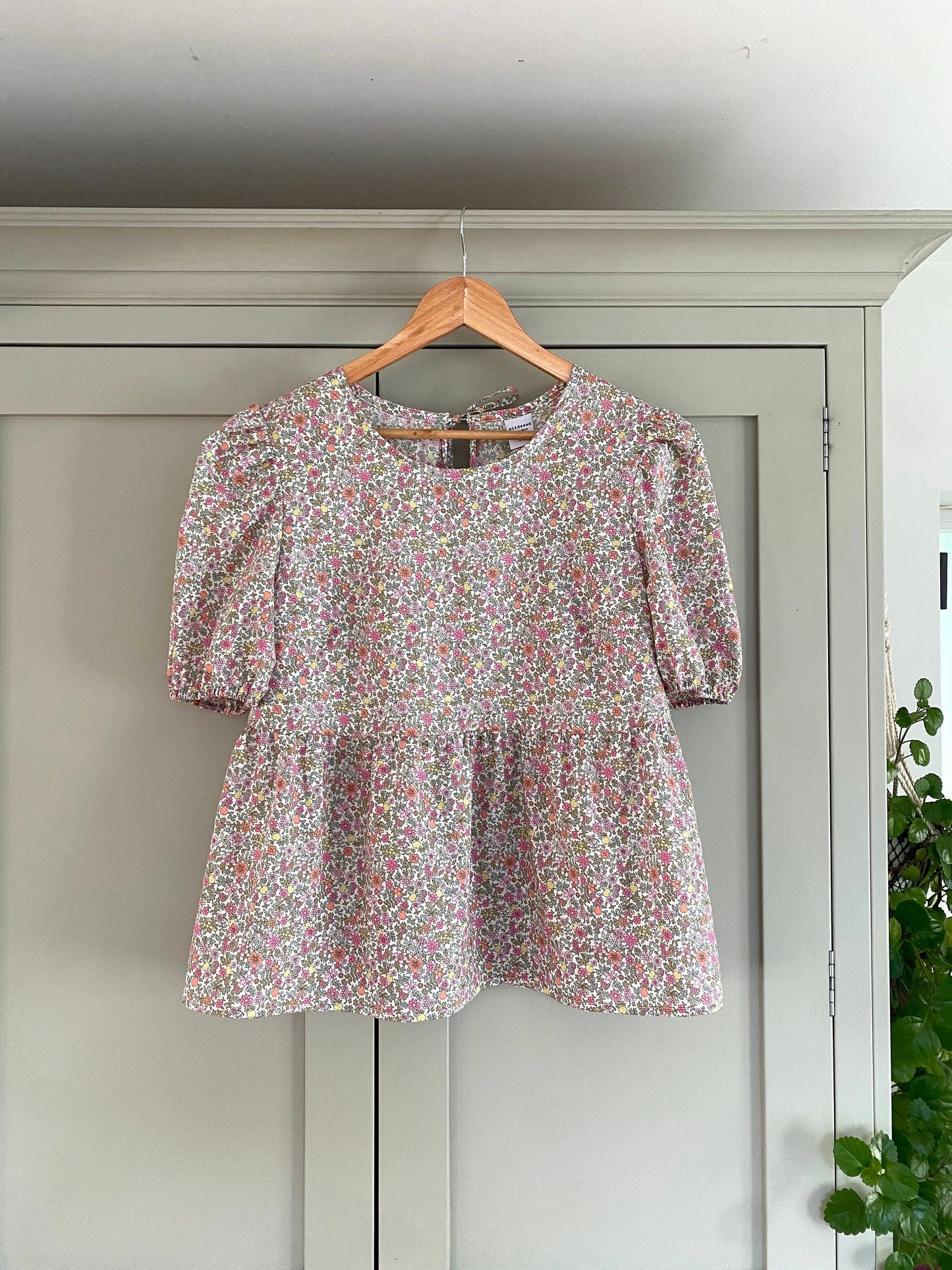 Forget me not Blouse - Puff sleeve Blouse - Liberty of London print shirt with puff sleeve and peplum - tie neck summer blouse