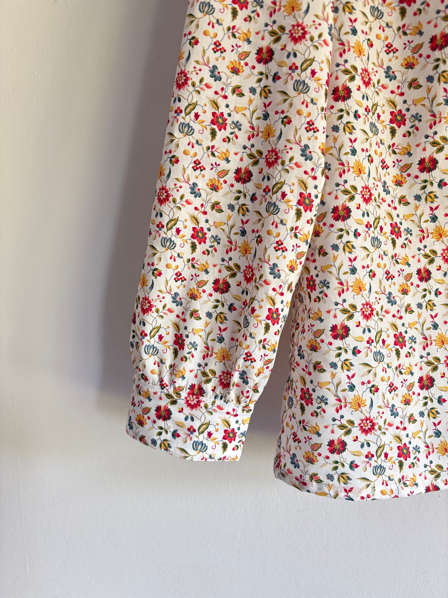 Peony ruffle neck blouse with Bracelet length sleeves