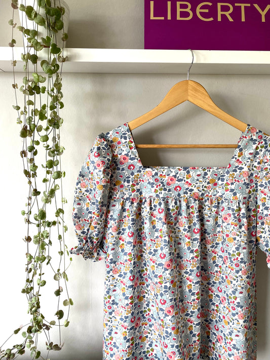 Daisy Blouse - Summer Floral Blouse - Botanical Blouse - Square Neck Blouse-Retro Daisy Floral Blouse - Floral Loose Shirt - Liberty of London Print Blouse
