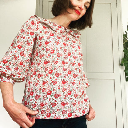 Foxglove Blouse - Women Floral Blouse - Botanical Blouses - Flower Top Blouse - Retro Floral Blouse - Floral Loose Shirt - Liberty of London Print Blouse