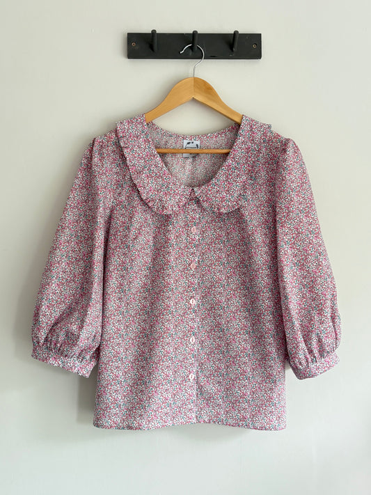 Cornflower Blouse - Liberty Print Floral Shirt with Ruffle Collar | Handmade in UK