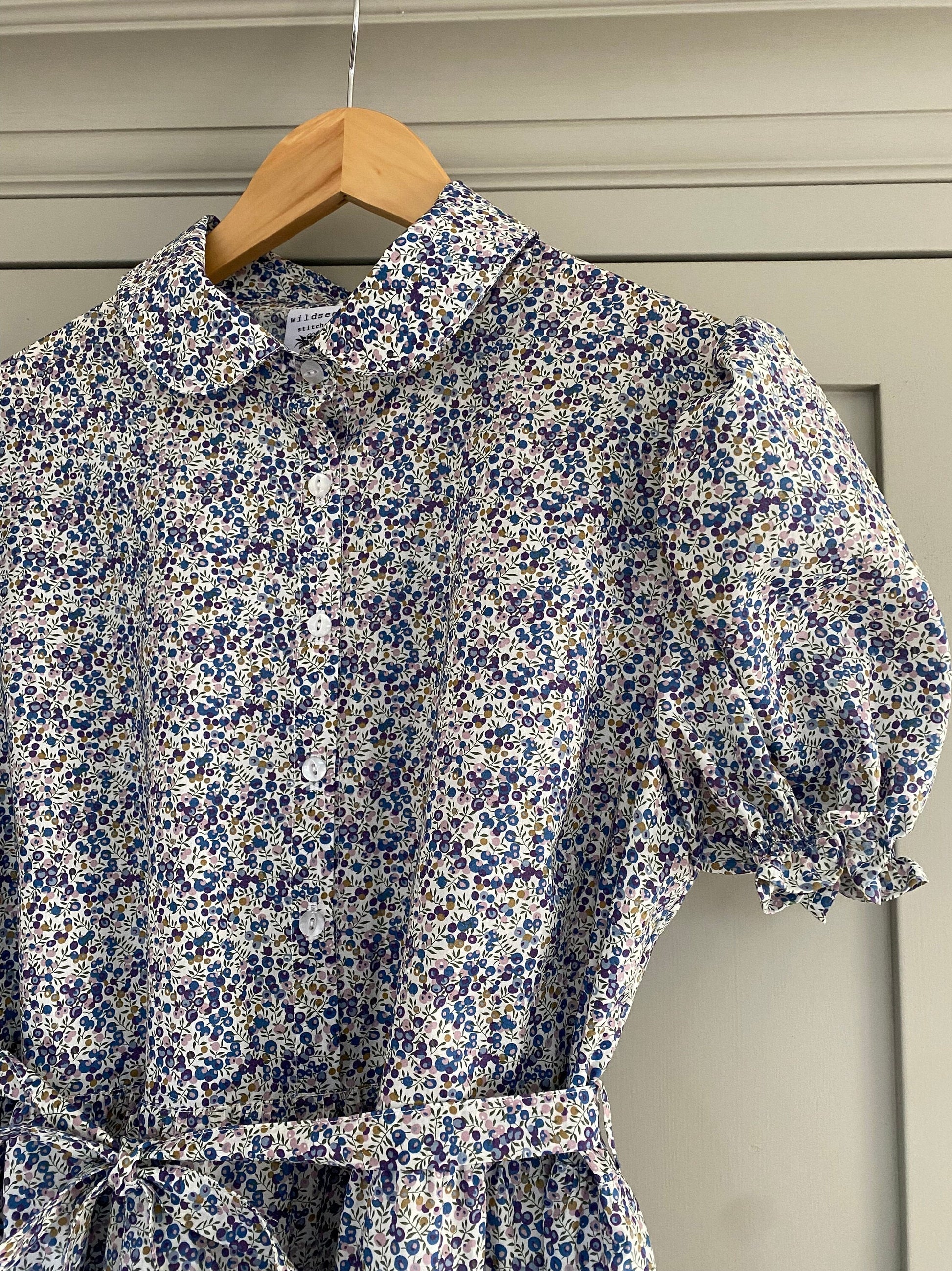 Meadow Sweet shirt dress - Shirt Dress in Liberty of London print with short puff sleeves