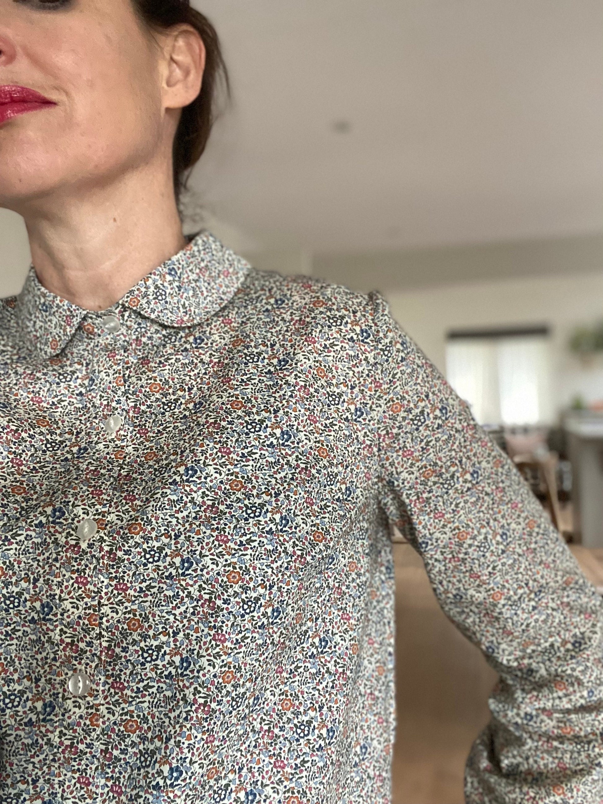 Nettle Blouse -Peter Pan Collar button through front shirt Liberty of London top