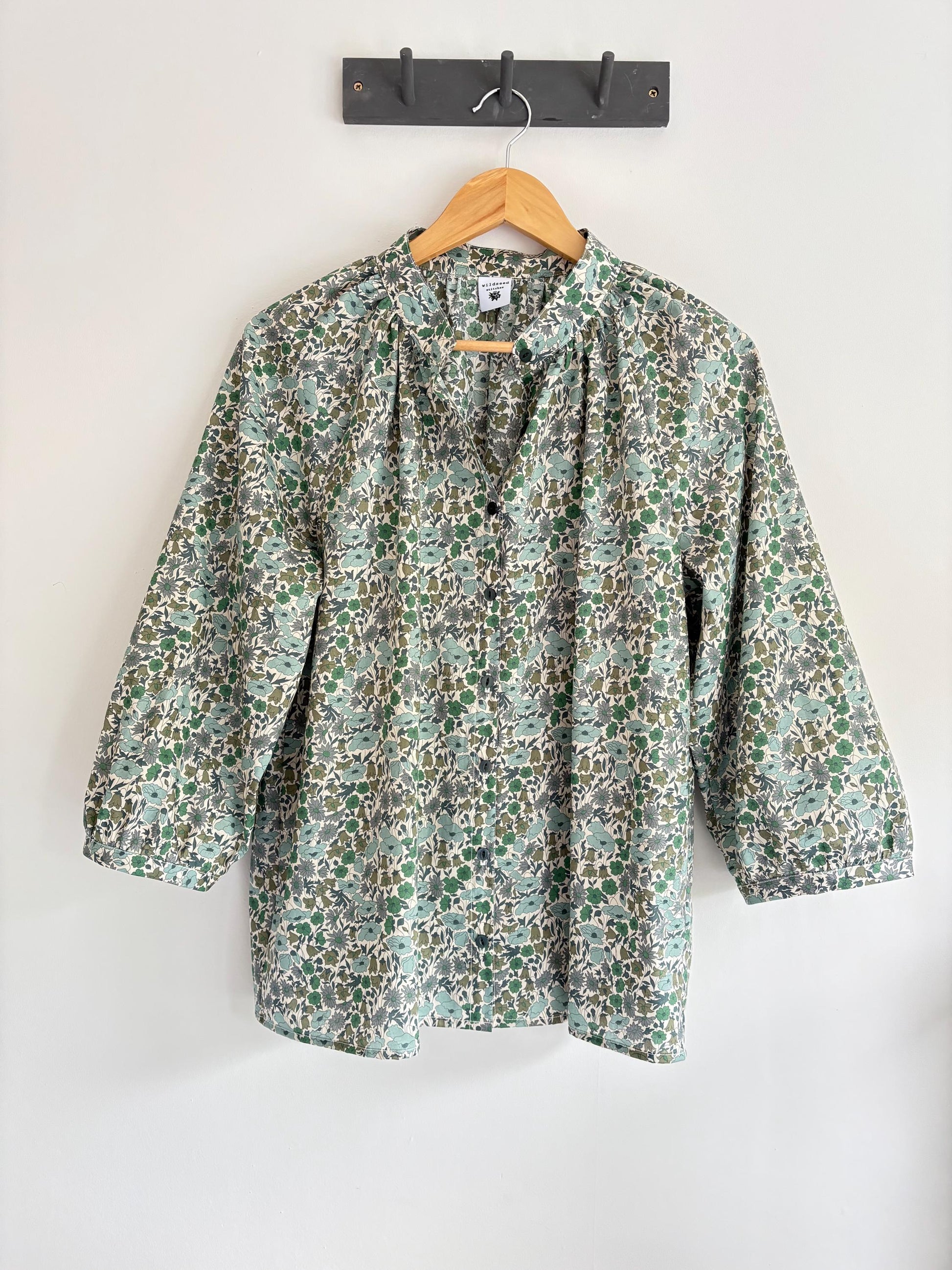 Primrose Blouse- Button through - Liberty of London print Plain Collar with 3/4 sleeves