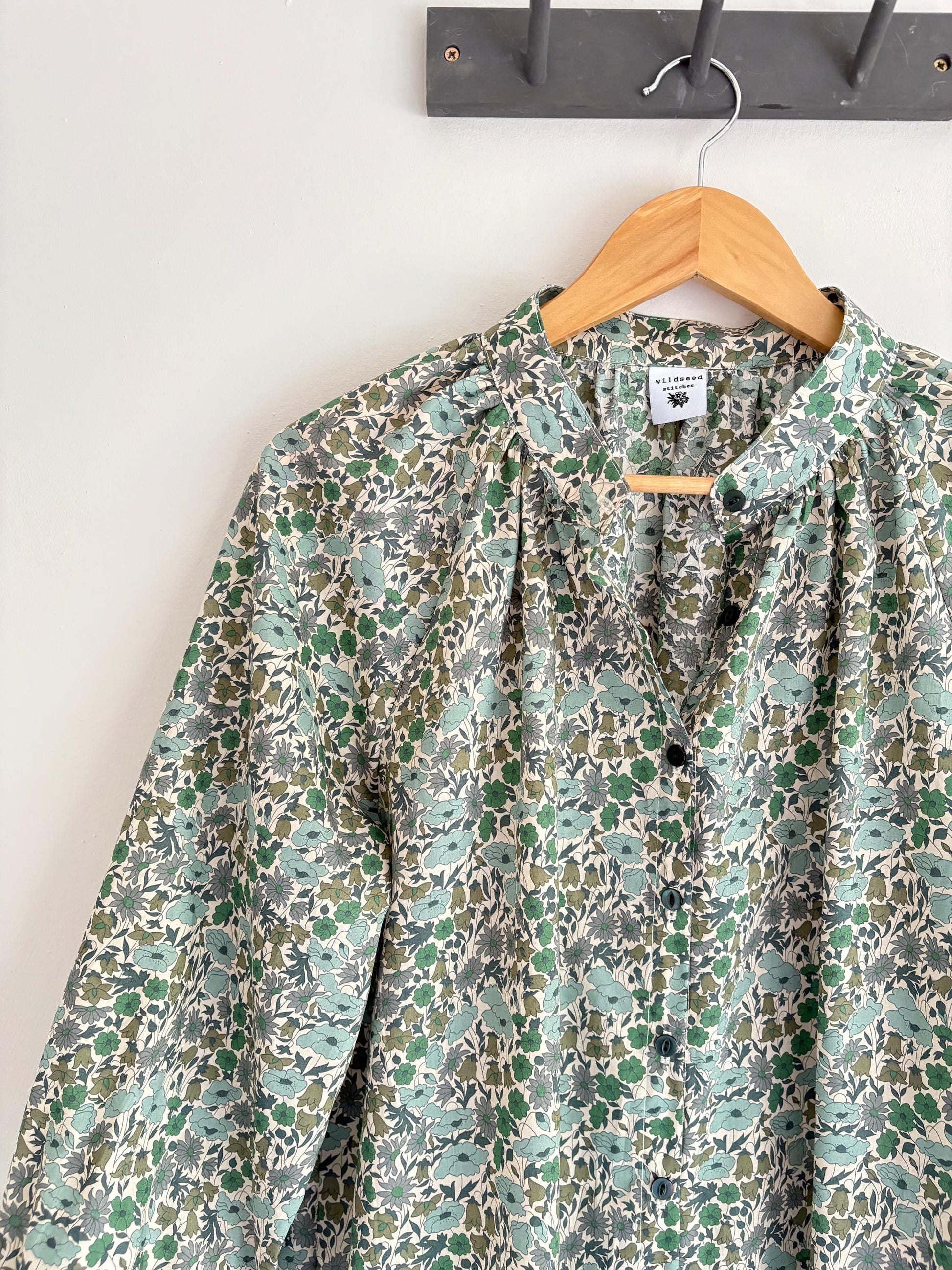 Primrose Blouse- Button through - Liberty of London print Plain Collar with 3/4 sleeves