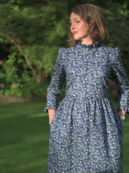  Liberty of London print Dress with ruffle cuff and collar - Ditsy print Dress - Floral outfit