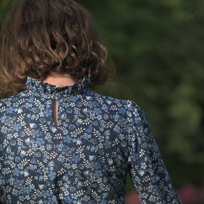 Liberty of London print Dress with ruffle cuff and collar - Ditsy print Dress - Floral outfit
